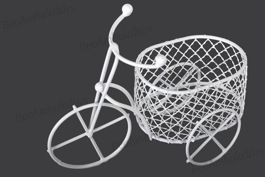 Декоративни метални бициклистички трицикл, минијатурни 100к50 мм са овалном кошуљицом за декорацију бумбара
